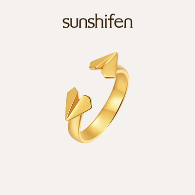 sunshifen Foldlove系列金色折纸飞机简约几何小众开口戒指礼物