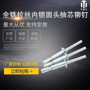 M6.4 全铁圆头内锁拉丝结构型抽芯拉铆钉口杯卯钉M4.8