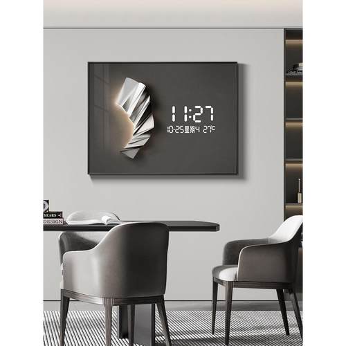 2025新款电表箱装饰画轻奢高级感带钟表配电箱弱电盒创意遮挡挂画