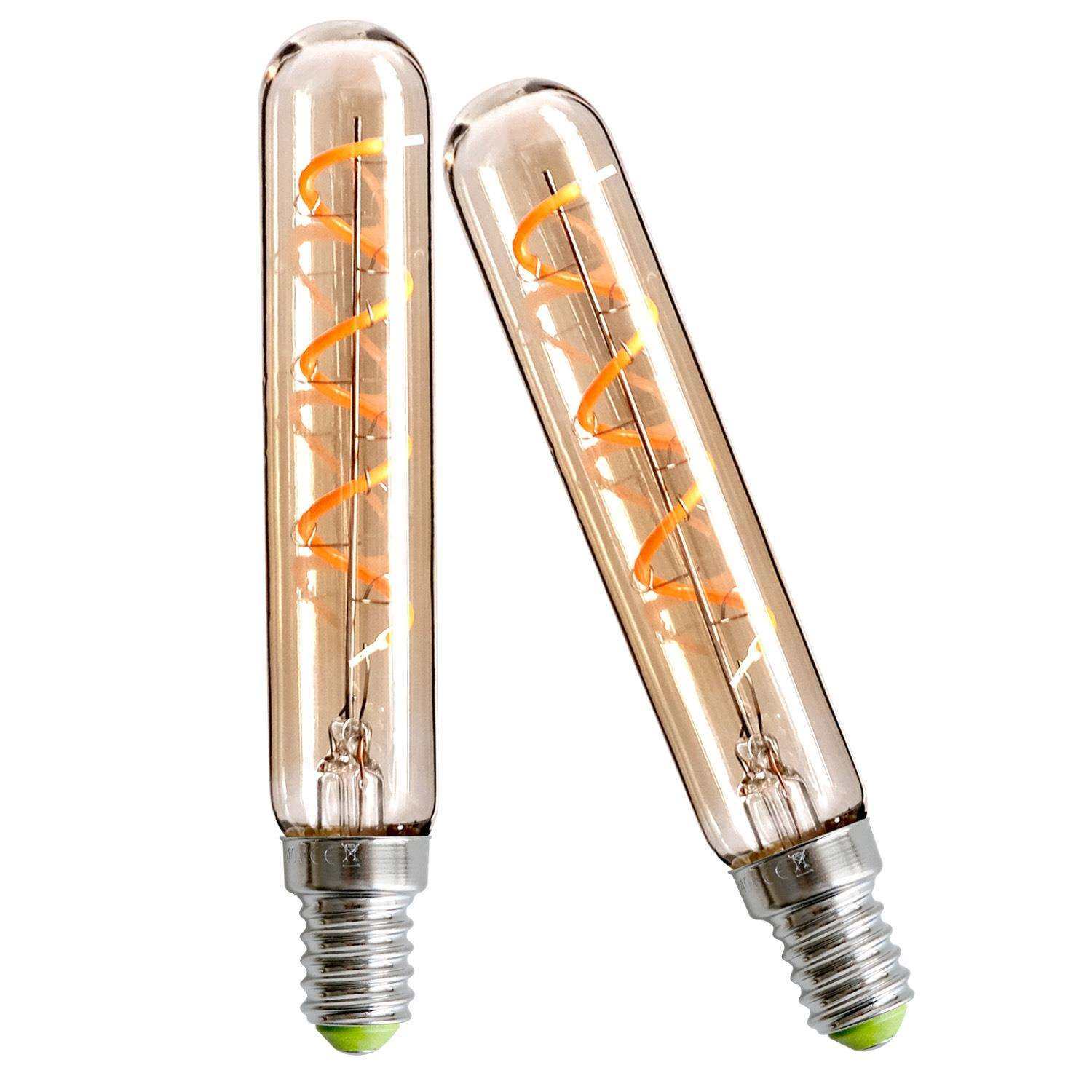 2个装T20*120单螺旋小试管灯泡LED柔性灯丝灯复古装饰E14小螺口