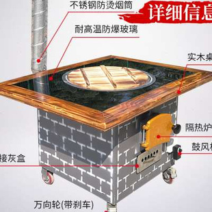 新款 加厚灶面大 大锅台柴火灶商用可移动家用农村烧木柴一体式 新式