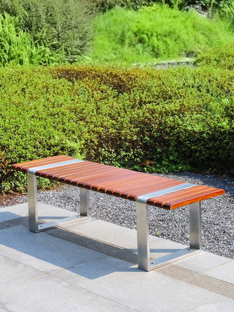 户外公园座椅庭院防腐木广场街道长条凳园林休息走廊实木室外椅子