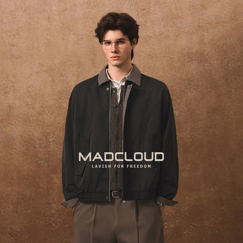 MAD70s格纹撞色哈灵顿夹克男