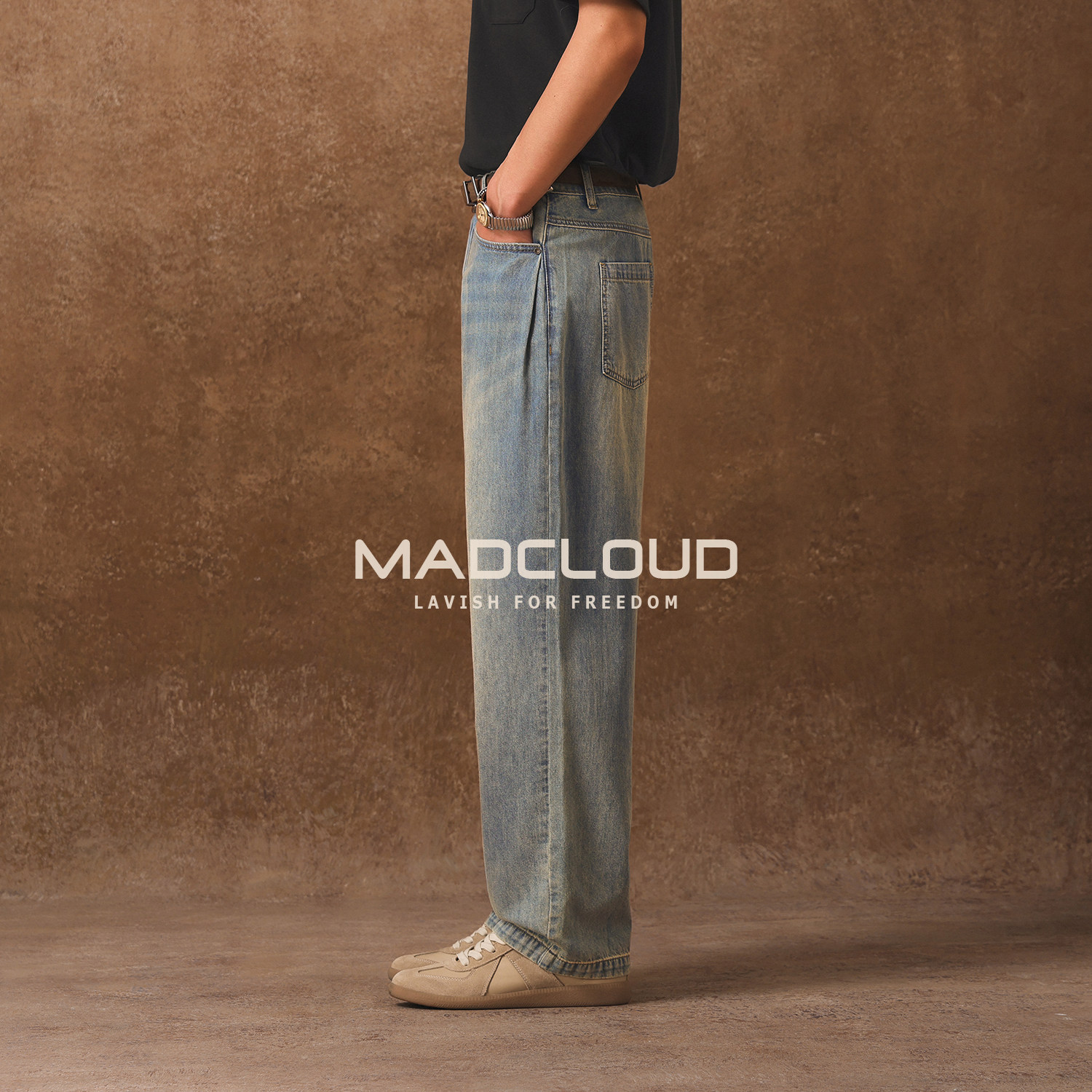 MAD官方 | 迈克罗德 夏季薄款美式潮牌牛仔裤男美牛复古蓝经典色