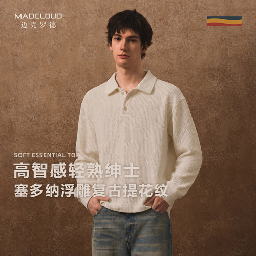 MAD塞多纳浮雕提花polo衫长袖T恤