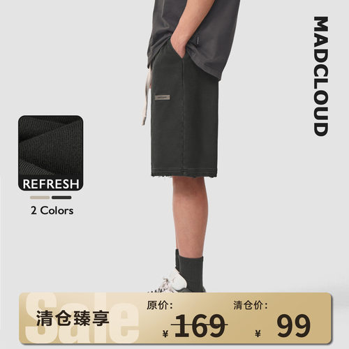 Madcloud美式高街水洗做旧短裤