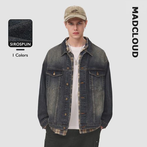 Madcloud春秋夹克深色牛仔外套