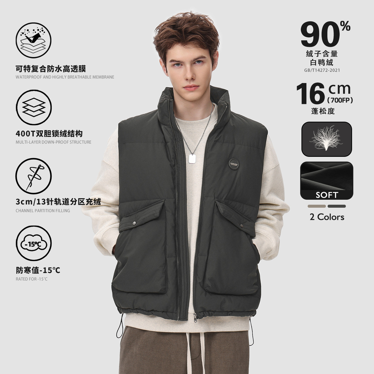 MAD官方 | 迈克罗德 90绒冬季重磅保暖加厚工装外套男士羽绒马甲,男装,羽绒马甲,淘宝优惠券,粉丝福利购,淘宝优惠卷