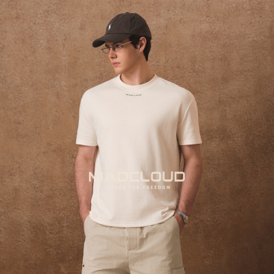Madcloud正肩修身纯色短袖T恤男