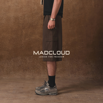 Madcloud夏季美式水洗工装七分裤
