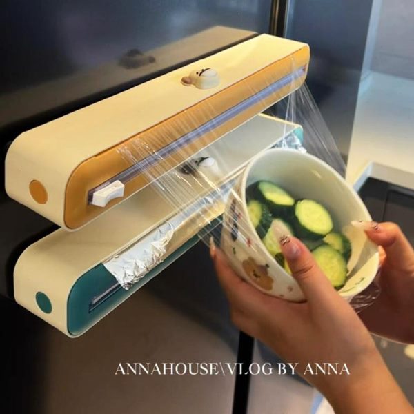 家用纸耐高温蒸煮烘焙商用保鲜膜切割器食品级磁吸收纳盒锡纸壁挂