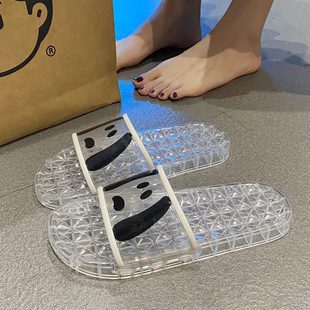 夏家居2024防臭室内新款 防滑 洗澡透明水晶果冻拖鞋 女夏外穿时尚