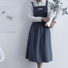 感年轻款工作服棉麻背心围裙高级家居围裙纯棉布料花店文艺全棉