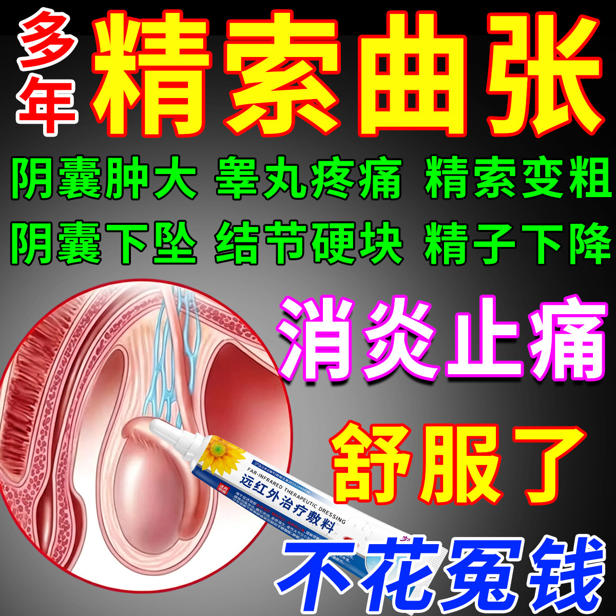精索静脉曲张专用左侧睾丸坠胀疼附睾炎阴囊青筋凸起增大硬结凝胶