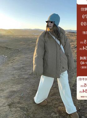 HEYGIRL黑哥“小暖炉”高克重极简羽绒服宽松立领抗寒外套女冬季