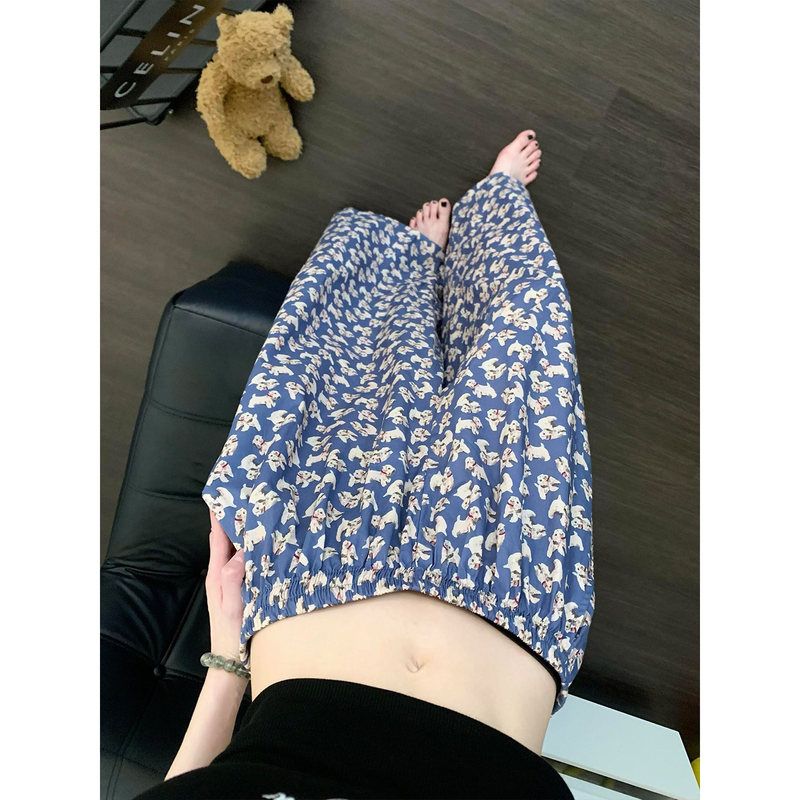 夏天可出门卡通睡裤女2026年新款韩版少女甜美休闲长裤遛弯裤子夏