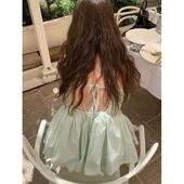 夏季 新款 韩国东大门th 现货 Bar net薄荷绿露背抹胸吊带背心上衣