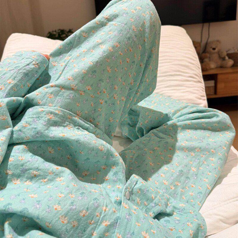 韩版小清新碎花睡衣女春秋季ins风少女长袖长裤云朵棉家居服套装