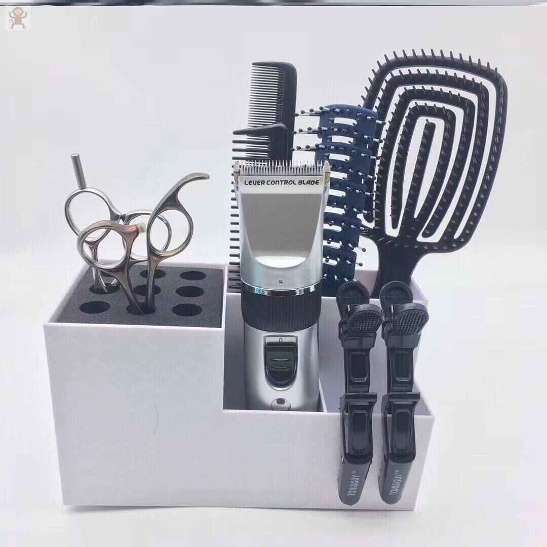미용 가위 소켓 상자 이발소 가위 빗 미끄럼 방지 편리한 소켓 가위 보관 상자 데스크탑 도구 홀더