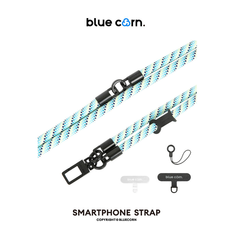 bluecorn蓝色苞米原创伊亚伊多用途拼接3合1 多功能可组合肩带腕带挂脖高端五金户外结实手机挂绳含贴片U盘绳