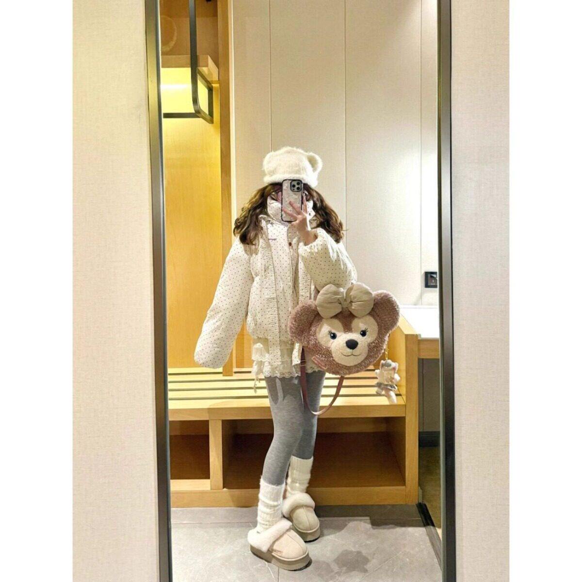 彩色波点棉服冬季外套连