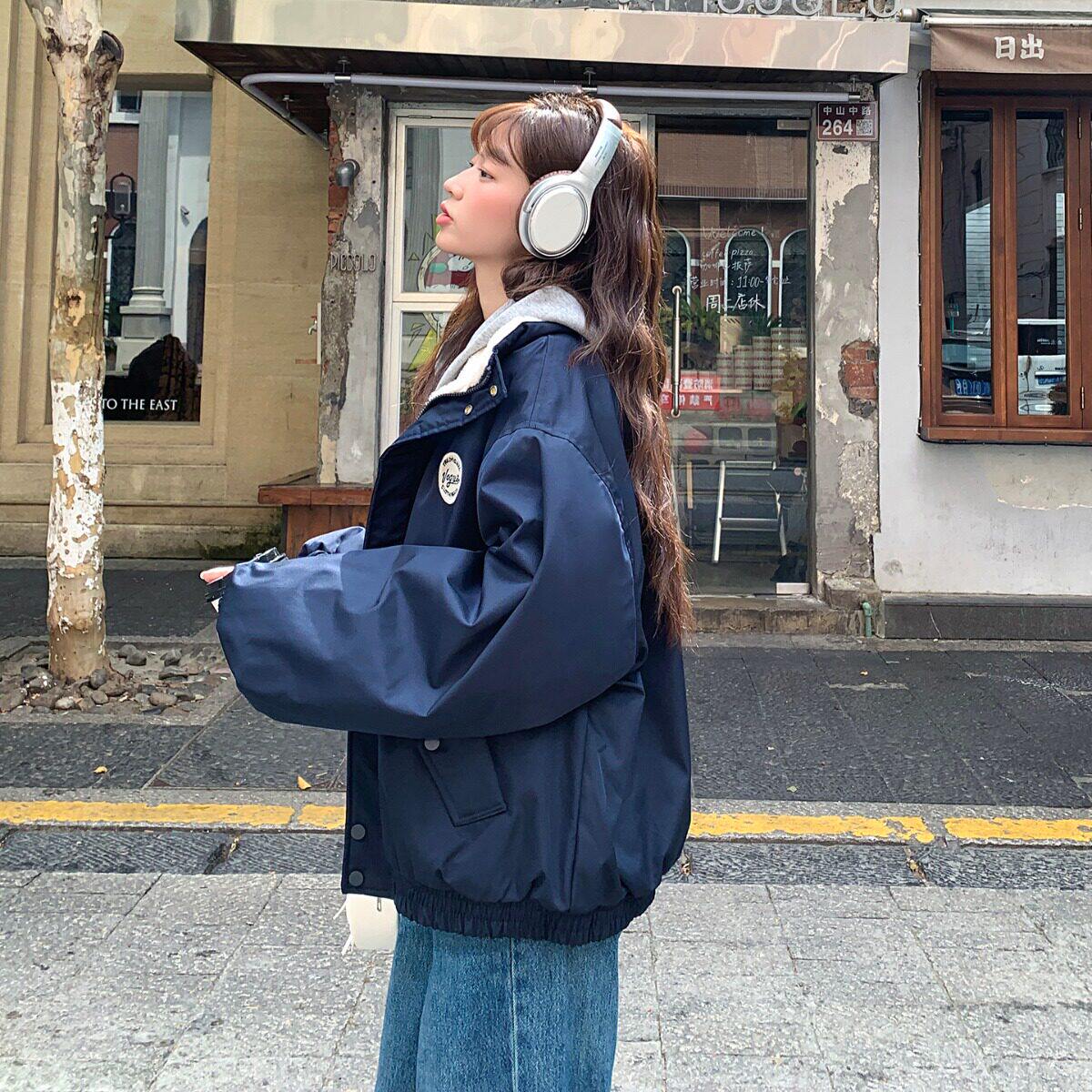 学院风徽章立领夹克女秋