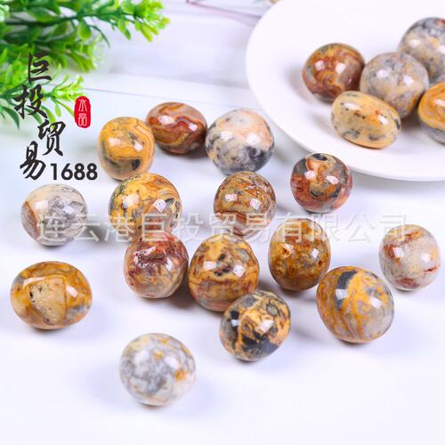 天然疯狂玛瑙滚石摆件圆角条纹裸石随形厂家 Crazy Agate 淘矿