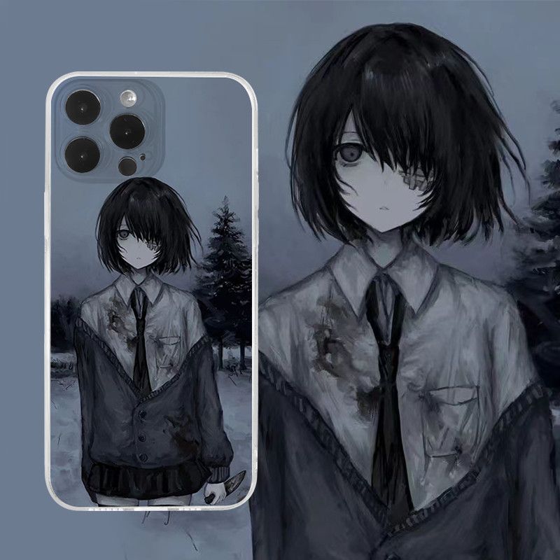 冰冷黑色短发动漫女iphone手机壳苹果17promax帅酷16二次元小众14好看13荣耀华为p80小米1加15超火独特硅胶壳