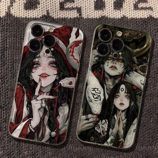 暗黑系国风女孩太空手机壳苹果17promax透明华为荣耀系列保护壳小米15Pro红米K80系列OPPOVIVO全包壳