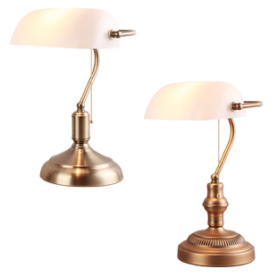 实木复古民国老上海银行台灯美式经典书房阅读台灯怀旧老家具摆件