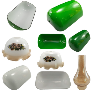 老上海银行台灯复古绿色亚克力灯罩仿古灯具手工吹制玻璃灯罩配件