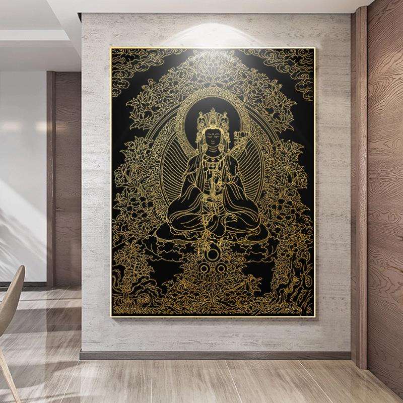 本命佛 虚空藏菩萨 生肖 手绘di唐卡画布y描金 减压手工绘画图片
