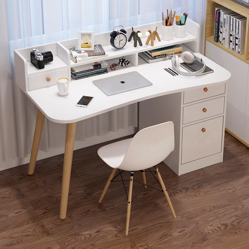 家用学生写字台简约租房卧室笔记本桌子电脑台式桌带书架简易书桌