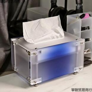 设计光轴透明纸巾盒自动弹簧纸盒多巴胺亚克力彩色桌面抽纸收纳盒