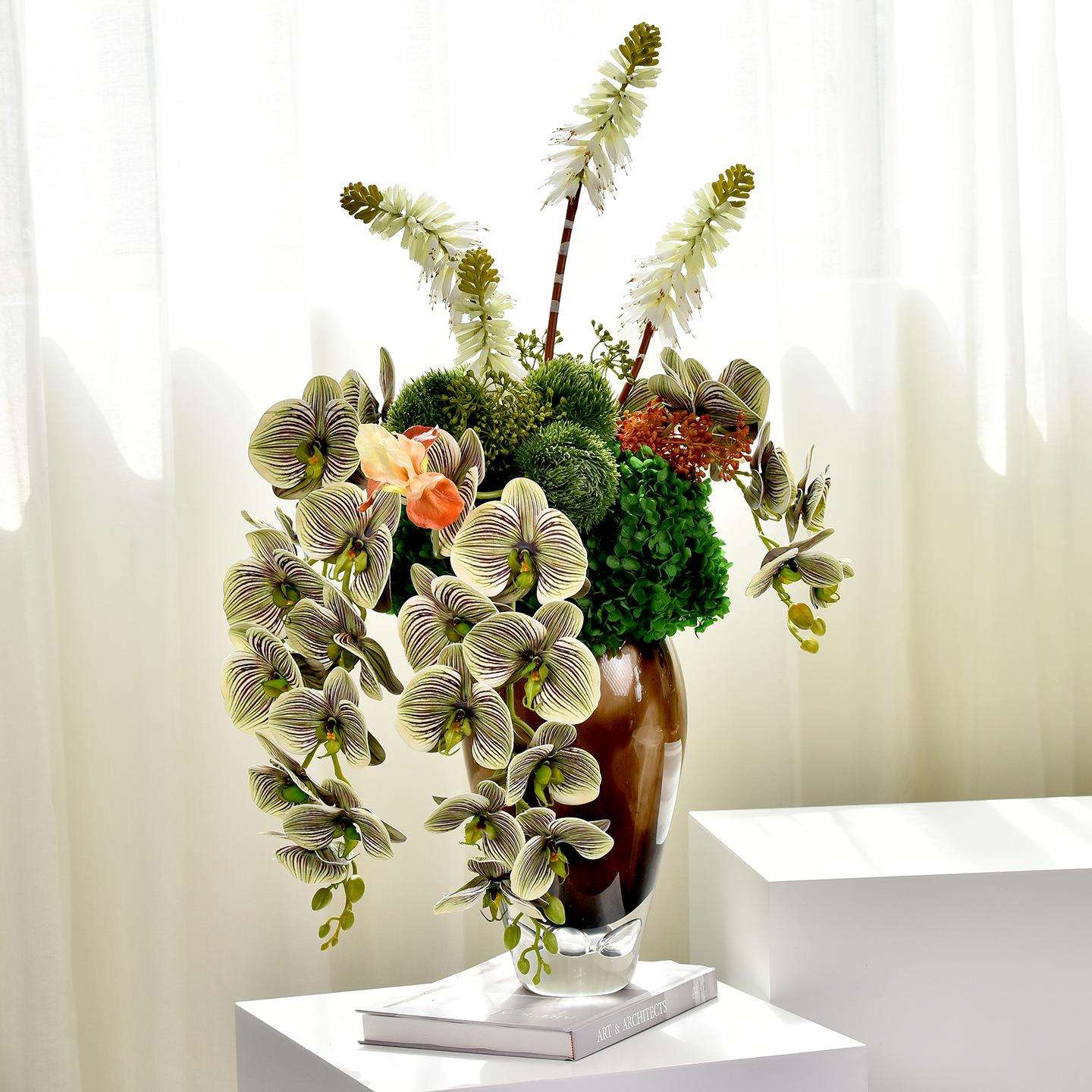 现代轻奢仿真花艺创意酒店茶几洽谈桌面装饰假花绿植高级感小摆件