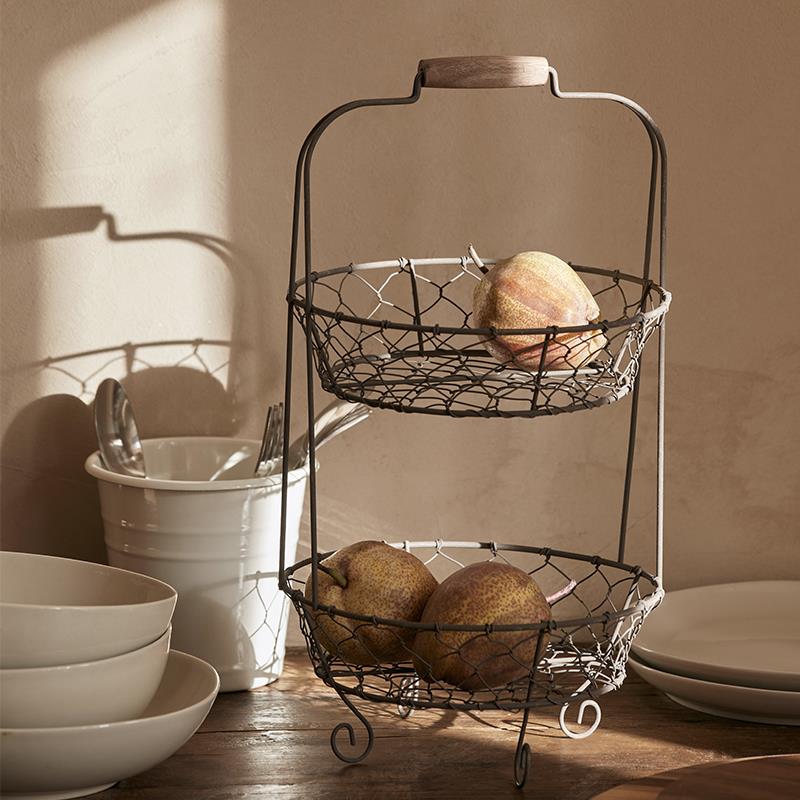蔬菜收纳架双层沥水架铁艺碗碟架碗架储物水果厨房置物架多层神器