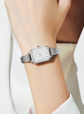 FEYERT新款气质简约石英表女款复古钢带方形手表女士小表盘女表