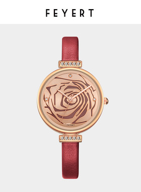 FEYERT小众品牌特色腕表设计玫瑰小表盘细表带网红手表女士石英表