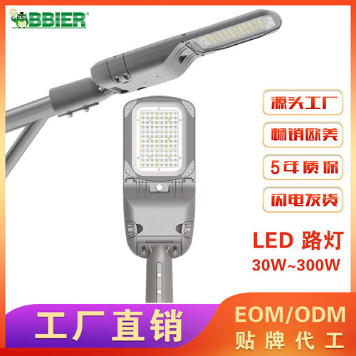 户外道路照明灯具60W100W200W300WLED路灯配备多种安装配件