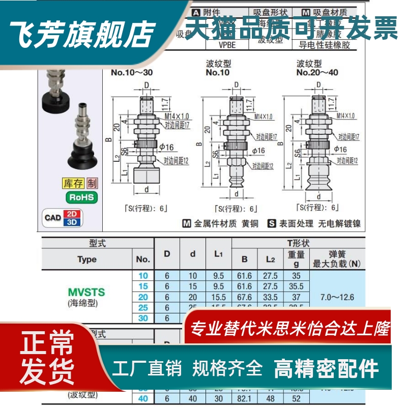 真空吸盘MVBTN10 MVBTN20 MVBTN30 MVBTE40工业吸嘴