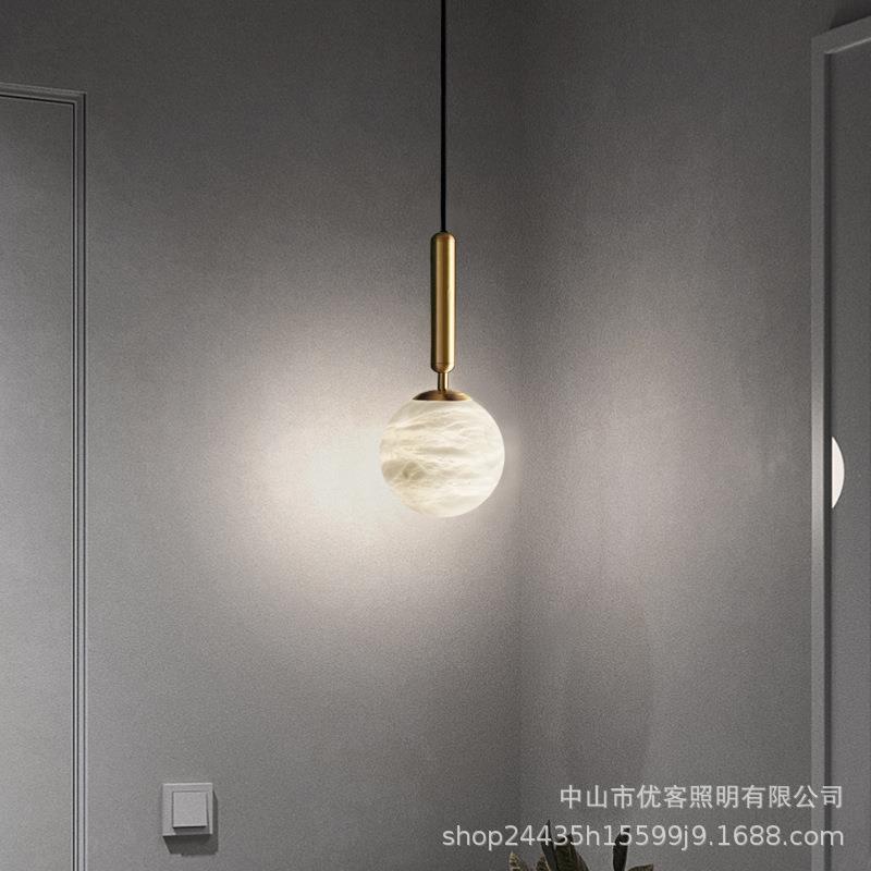 西班牙进口天然云石灯现代简约轻奢极简餐厅吧台卧室床头小吊灯