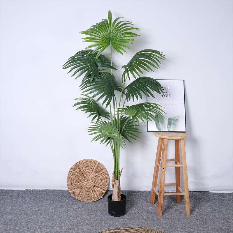 仿真新款蒲葵 扇葵树北欧风假绿植圆叶蒲 装饰摆件落地室内盆景