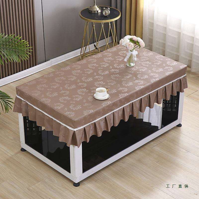 长方形电炉桌罩防水免洗取暖桌布烤火桌皮罩防油茶几罩取暖pu桌垫