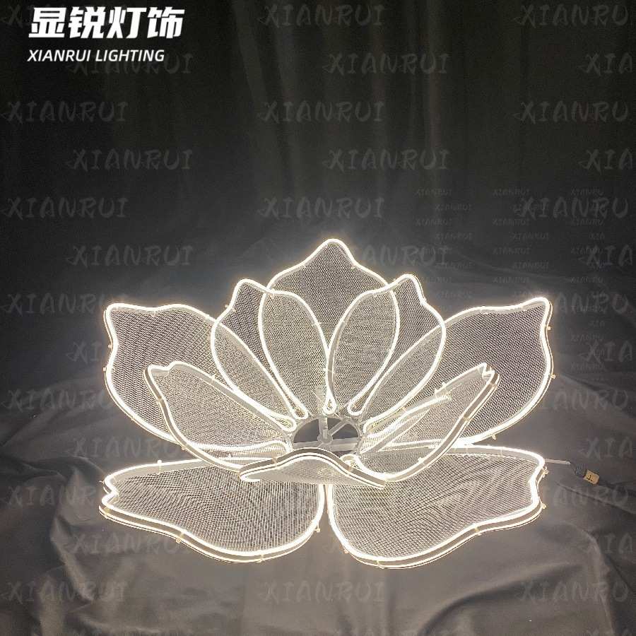 户外镂空花朵铁艺造型灯场景仿真花节日亮化艺术绿植装饰景观灯