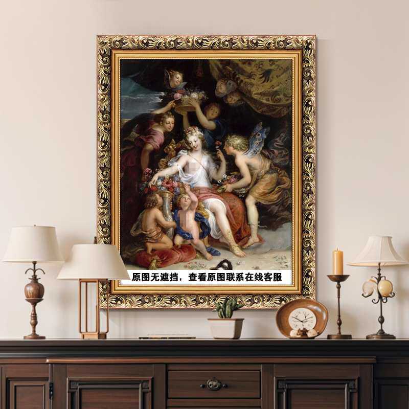 欧式古典天使人物挂画玄关客厅卧室装饰画世界名画艺术人物油画竖