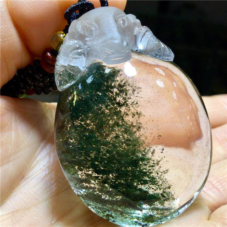 东海水晶美货来袭天然绿幽千层聚盆银山雕刻羊头如意坠