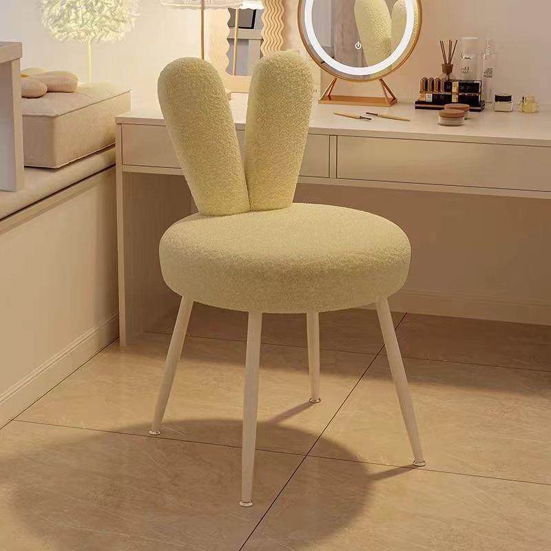 奶油风梳妆台椅子女生卧室家用化妆凳子轻奢网红美甲靠背椅轻奢风