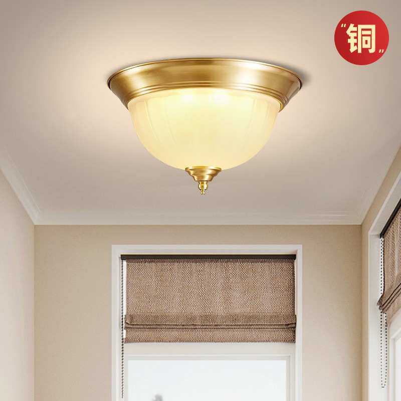 全铜美式过道吸顶灯入户门厅玄关灯走廊灯具led现代简约楼梯原木