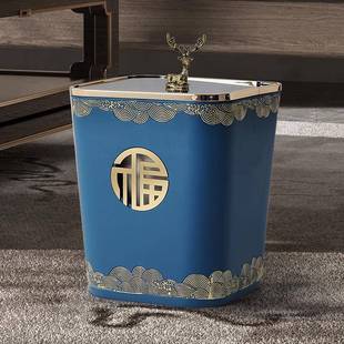 新中式带盖垃圾桶创意客厅茶室办公室装饰品现代简约乔迁新居好物