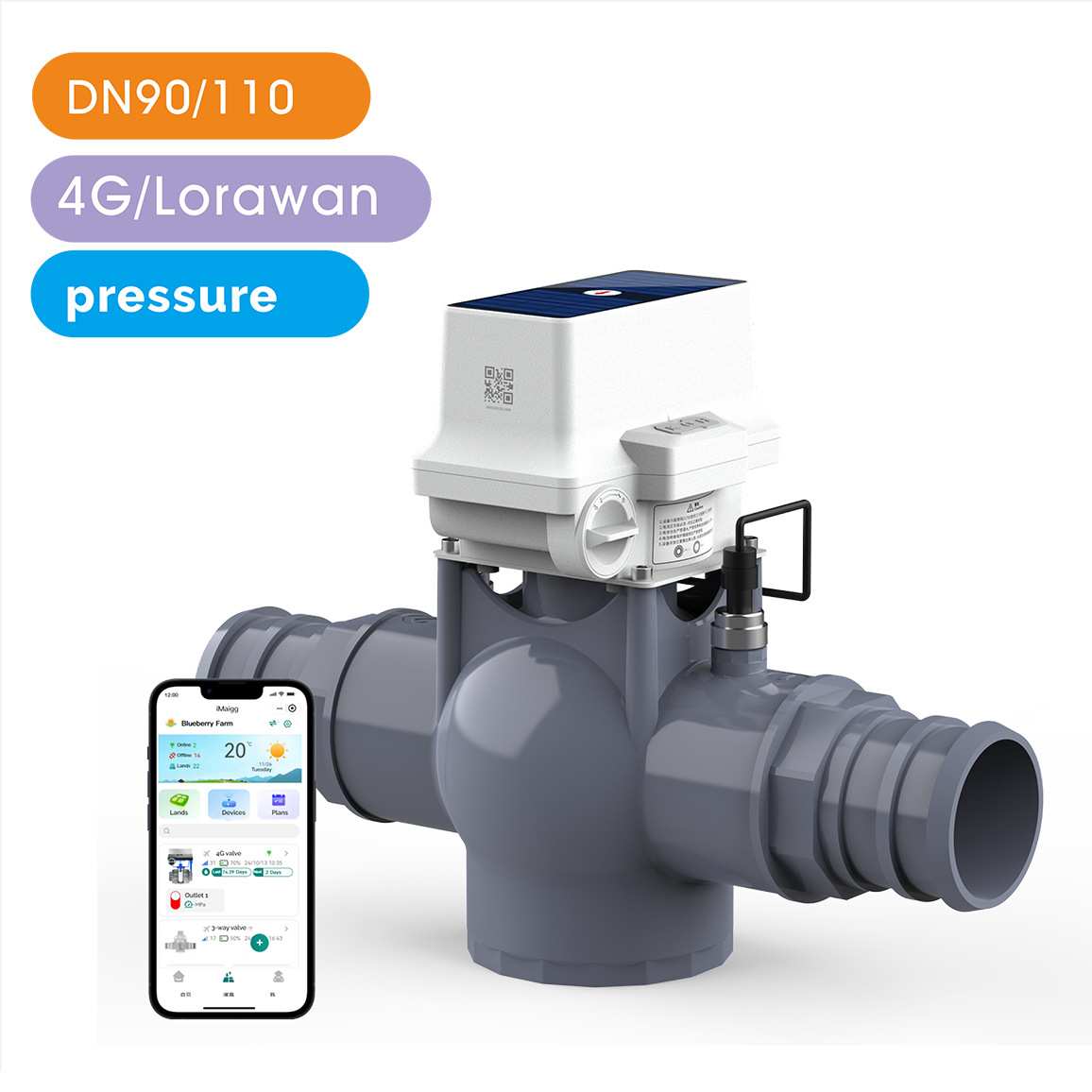 lorawan smart 3-way irrigation valve for agricuture